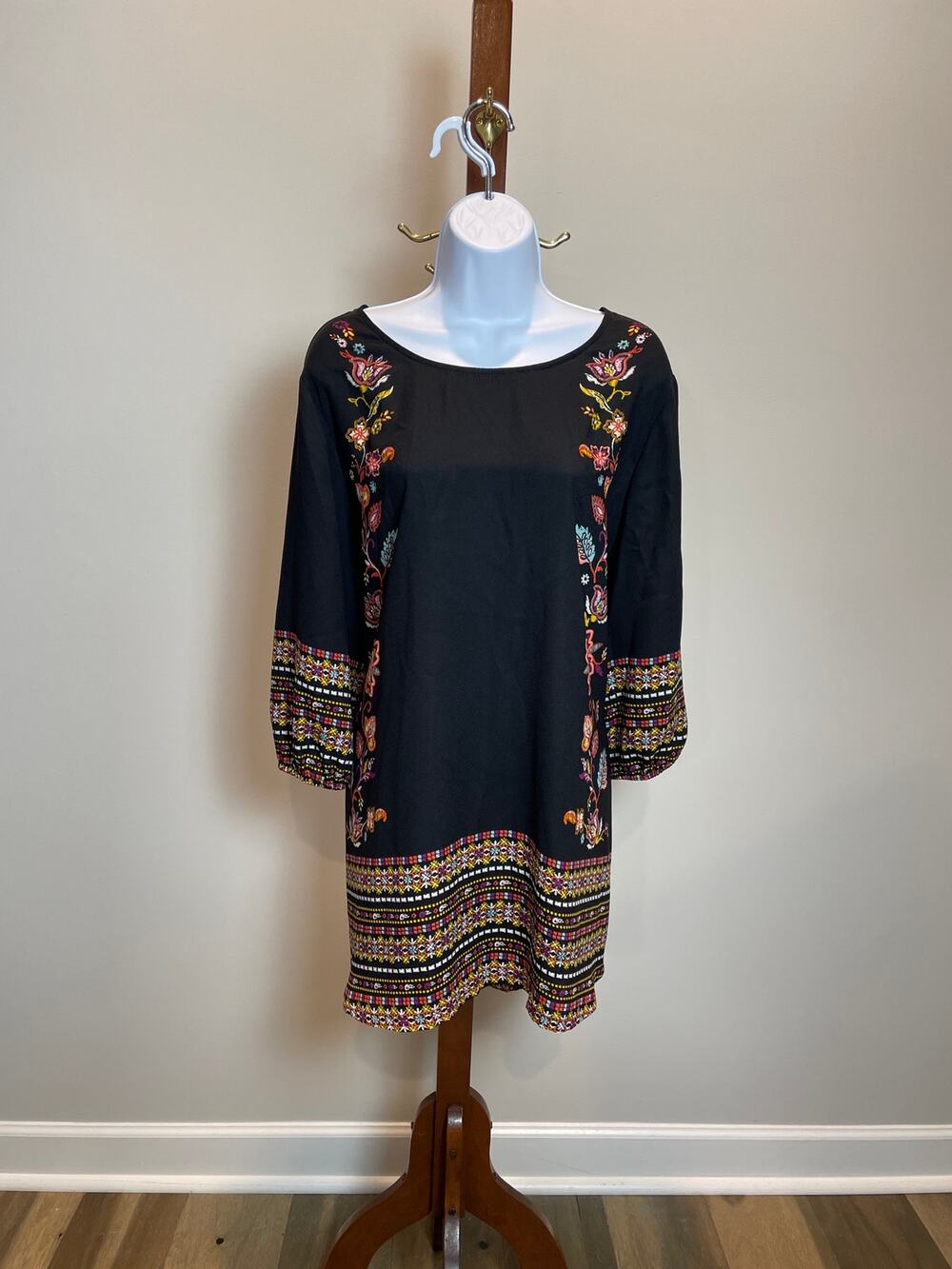Cato Womens Black Floral Boho Tunic Top Size 18W to 20W New With Tag